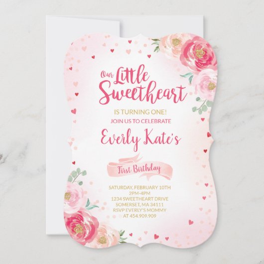 Valentijn Birthday Uitnodiging Lieverd Roze Gold (Voorkant)