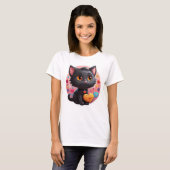 Valentijn Black Kitten T-shirt (Voorkant volledig)