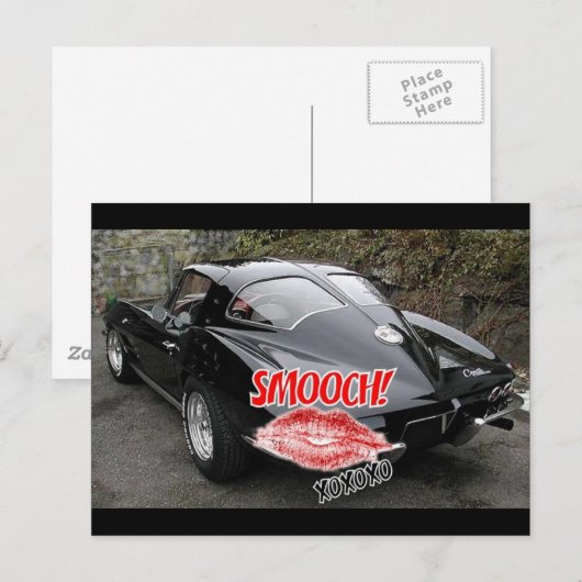 Valentijn Black Split Window Corvette Classic Feestdagenkaart (Voorkant / Achterkant)