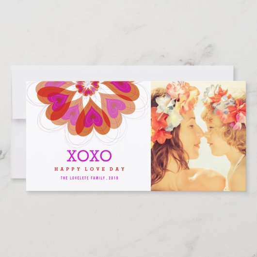 Valentijn Bloem Liefde Hart Groet Foto Kaart (Voorkant)