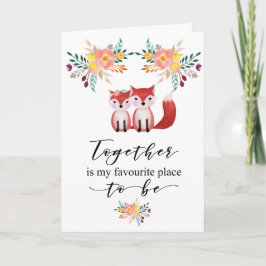 Valentijn Bloemen Schattigee Vossen Samen Feestdagen Kaart