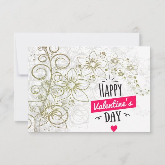 Valentijn bloemkunst zwart wit bedankkaart (Voorkant)