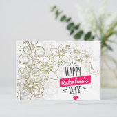 Valentijn bloemkunst zwart wit bedankkaart (Staand voorkant)