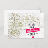 Valentijn bloemkunst zwart wit bedankkaart (Voorkant / Achterkant)