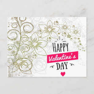 Valentijn bloemkunst zwart wit briefkaart