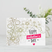 Valentijn bloemkunst zwart wit kaart (Staand voorkant)