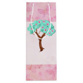 Valentijn Bloesems Schattige Mixed Media Wijn Cadeautas (Achterkant)