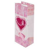 Valentijn Bloesems Schattige Mixed Media Wijn Cadeautas (Voorkant Gekanteld)