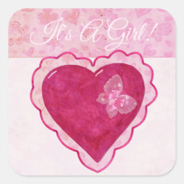 Valentijn Blossoms Schattige ZIJN EEN MEISJE BABY Vierkante Sticker
