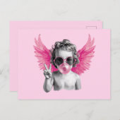 Valentijn Blowing Bubble Cupido Valentijnsdag Briefkaart (Voorkant / Achterkant)