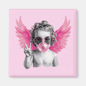 Valentijn Blowing Bubble Cupido Valentijnsdag Magneet (Voorkant)