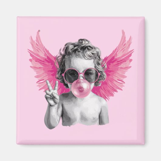 Valentijn Blowing Bubble Cupido Valentijnsdag Magneet (Voorkant)