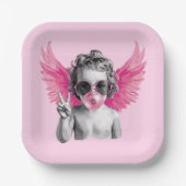 Valentijn Blowing Bubble Cupido Valentijnsdag Papieren Bordje (Voorkant)