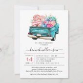 Valentijn Blue Truck | drive-by Baby shower Kaart (Voorkant)