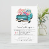 Valentijn Blue Truck | drive-by Baby shower Kaart (Staand voorkant)