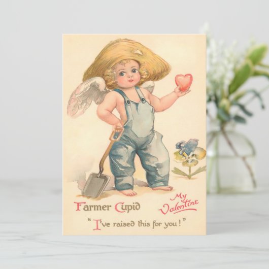  Valentijn boer Cupid Flat Card Feestdagenkaart (Staand voorkant)