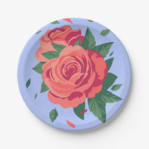 Valentijn borden roze rozen op lila