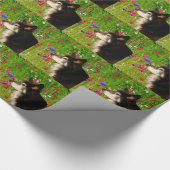 Valentijn Border Collie met mooie bloemetjes Cadeaupapier (Hoek)