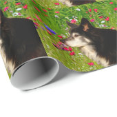 Valentijn Border Collie met mooie bloemetjes Cadeaupapier (Rol Hoek)