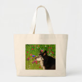 Valentijn Border Collie met mooie bloemetjes Grote Tote Bag (Voorkant)