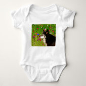 Valentijn Border Collie met mooie bloemetjes Romper (Voorkant)