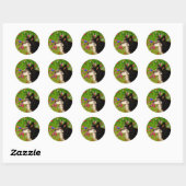 Valentijn Border Collie met mooie bloemetjes Ronde Sticker (Vel)