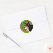 Valentijn Border Collie met mooie bloemetjes Ronde Sticker (Envelop)
