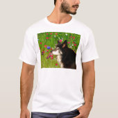 Valentijn Border Collie met mooie bloemetjes T-shirt (Voorkant)