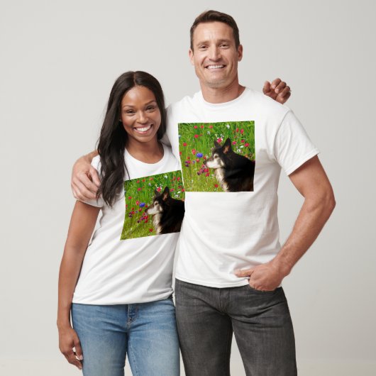 Valentijn Border Collie met mooie bloemetjes T-shirt (Unisex)