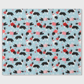 Valentijn Border Collie Pattern Wrapping Paper Cadeaupapier (Vlak)