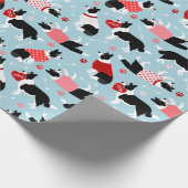 Valentijn Border Collie Pattern Wrapping Paper Cadeaupapier (Hoek)