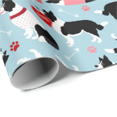 Valentijn Border Collie Pattern Wrapping Paper Cadeaupapier (Rol Hoek)