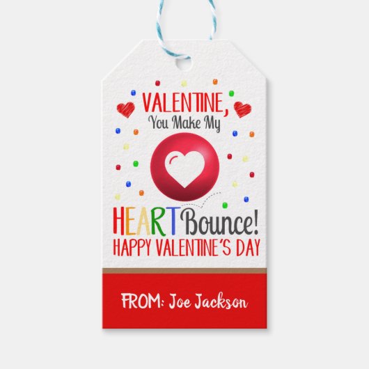 Valentijn Bouncy Ball Gift Label Cadeaulabel (Voorkant)