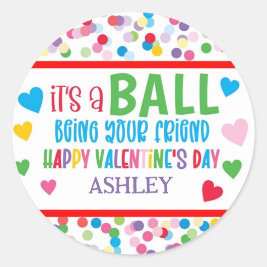Valentijn Bouncy Ball Sticker (Voorkant)