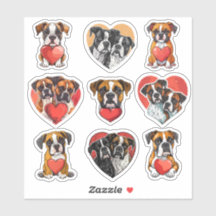 Valentijn Boxer Dog set van 9 stickers