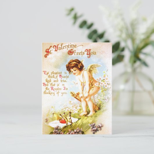 Valentijn  Briefkaart Liefdesbrief Cupido Angel (Staand voorkant)