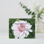 Valentijn briefkaart met witte en roze dahlia (Staand voorkant)