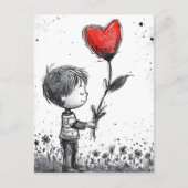 Valentijn Briefkaart - Romantisch Jongen Hartballo (Voorkant)