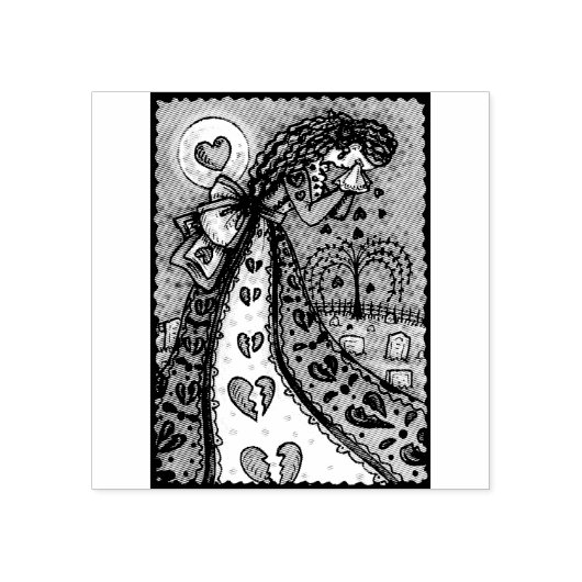 VALENTIJN BROKEN, VROUWENSTAMP RUBBERSTEMPEL (Afrduk)