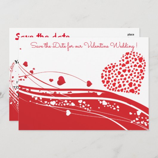 Valentijn Bruiloft Bewaar de Datum Save The Date (Voorkant / Achterkant)