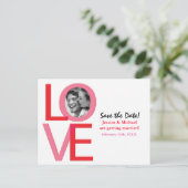 Valentijn bruiloft opslaan datum foto liefde Brief Aankondigingskaart (Staand voorkant)
