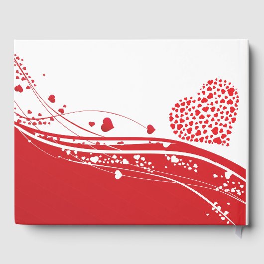 Valentijn bruiloft rood witte harten gastenboek (Achterkant)