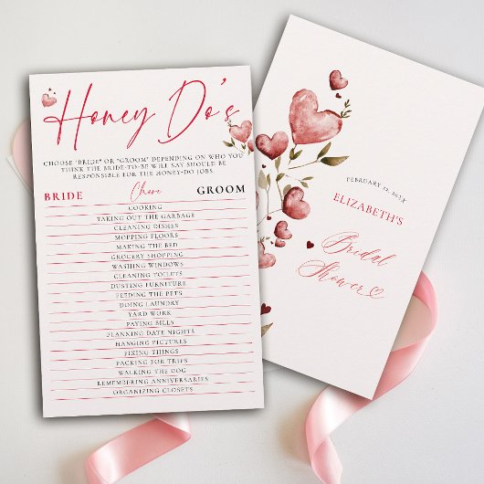 Valentijn Bruiloftsspellen Game Honey Do Watercolo Flyer