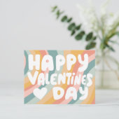 Valentijn Bubble Letters Pastel Regenboog Stripes Briefkaart (Staand voorkant)