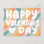 Valentijn Bubble Letters Pastel Regenboog Stripes Briefkaart (Voorkant)