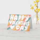 Valentijn Bubble Letters Pastel Regenboog Stripes Kaart (Gele Bloem)