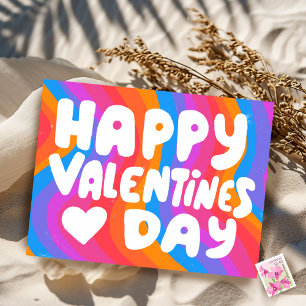 Valentijn Bubble Letters Rainbow Stripes Pride Briefkaart