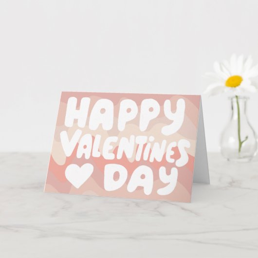 Valentijn Bubble Letters Roze Curvy Retro Stripes Kaart (Kleine Plant)
