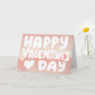 Valentijn Bubble Letters Roze Curvy Retro Stripes Kaart