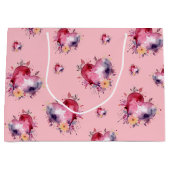 Valentijn Bubblegum Splash of Hearts Pattern Groot Cadeauzakje (Voorkant)